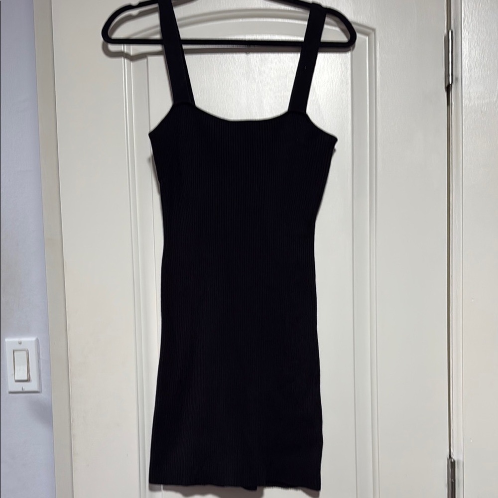 Black Ribbed Sleeveless Dress
